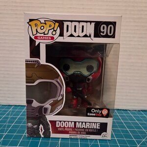 Funko POP Games Doom Doom Marine Gamestop Red 90 Vinyl Figure